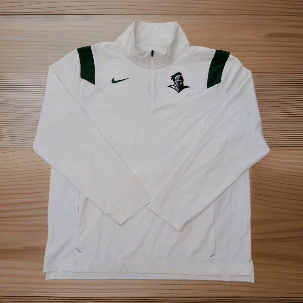 Mens Nike XL White Michigan State Spartans Sideline Lockdown Half Zip Jacket